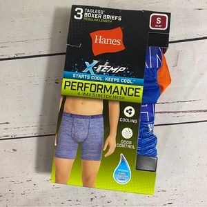 Hanes New X-Temp Boxer Briefs Regular Length Mens Size Small Blue/Orange Pack